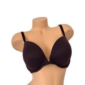 VICTORIA'S SECRET 38D Love Cloud Push-Up Plunge Smooth Bra Solid Underwire Plum